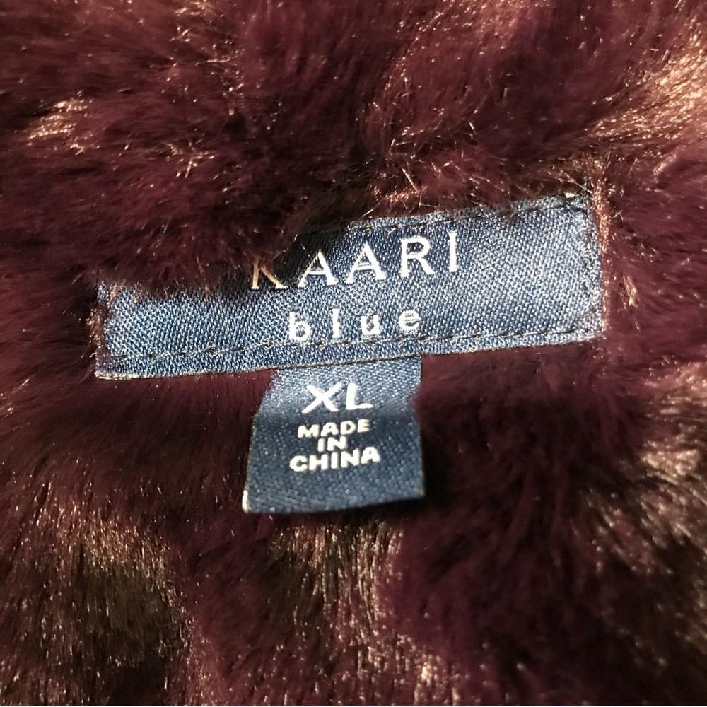 Kaari Blue Wine Faux Fur Coat - Picture 6 of 6